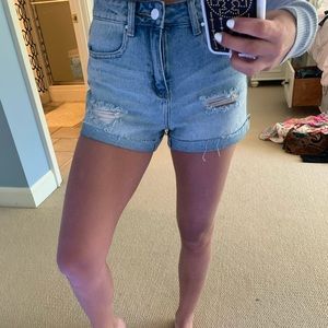 Denim mom shorts